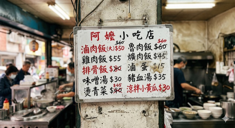 台灣小吃店手寫菜單